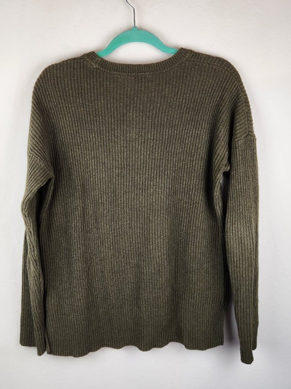 Madewell Thompson Pocket Ribbed Knit Pullover Sweater Olive Green sz S - Picture 4 of 10